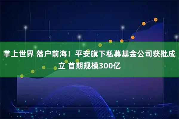 掌上世界 落户前海！平安旗下私募基金公司获批成立 首期规模300亿